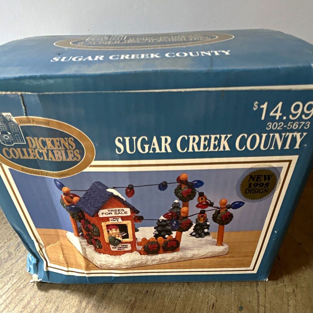 VTG 1995 Dickens Collectables Sugar Creek County Trees For Sale Village Boxed